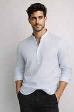 Camisa Bata Slim em Flamê com Gola Padre