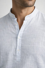 Camisa Bata Slim em Flamê com Gola Padre