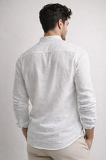 Camisa Bata Slim em Flamê com Gola Padre