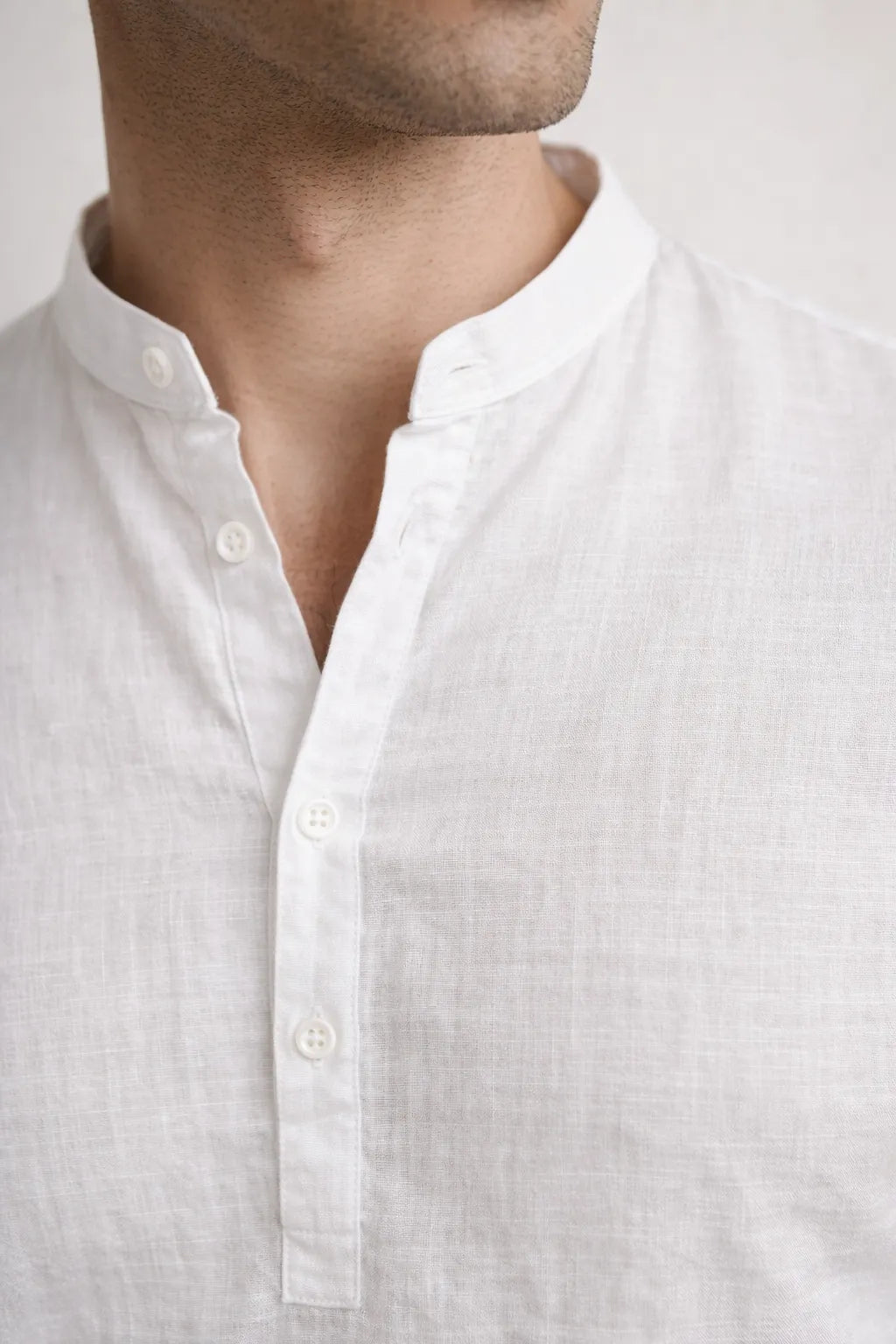 Camisa Bata Slim em Flamê com Gola Padre