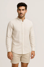 Camisa Casual Torino Lisa Gola Padre Manga Longa