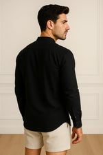 Camisa Casual Torino Lisa Gola Padre Manga Longa