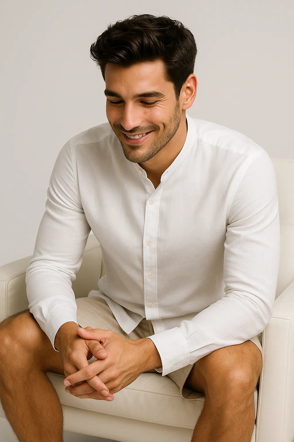 Camisa Casual Torino Lisa Gola Padre Manga Longa