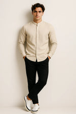 Camisa Casual Torino Lisa Gola Padre Manga Longa