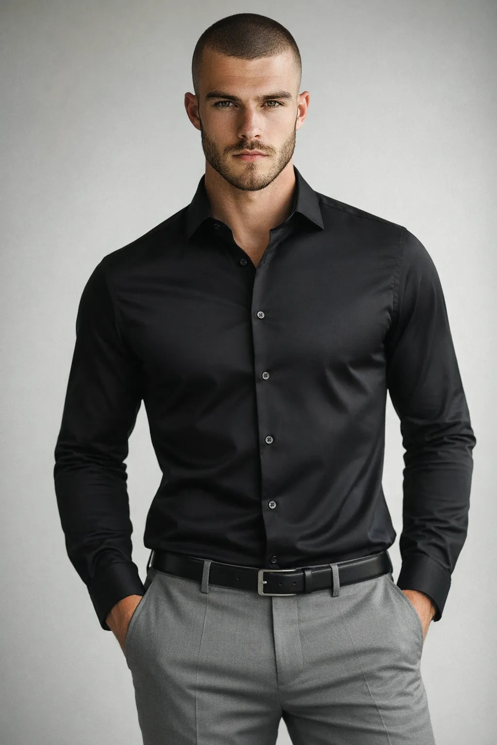Camisa Social Masculina Super Slim com Elastano