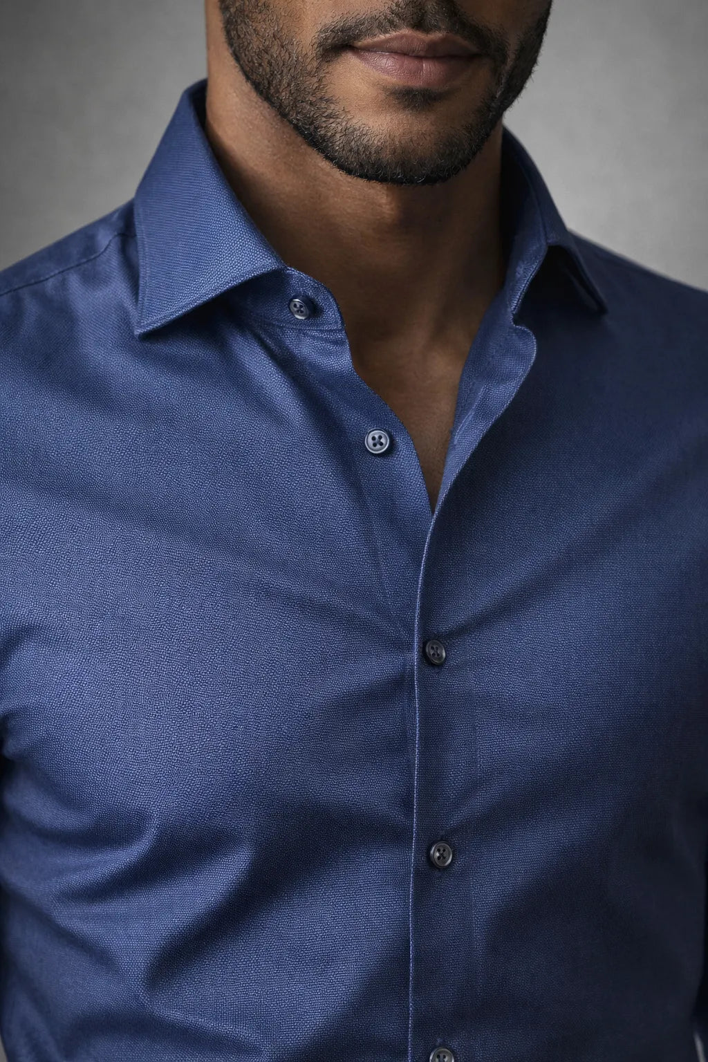 Camisa Social Slim Azul Texturizada Premium