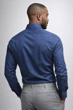 Camisa Social Slim Azul Texturizada Premium