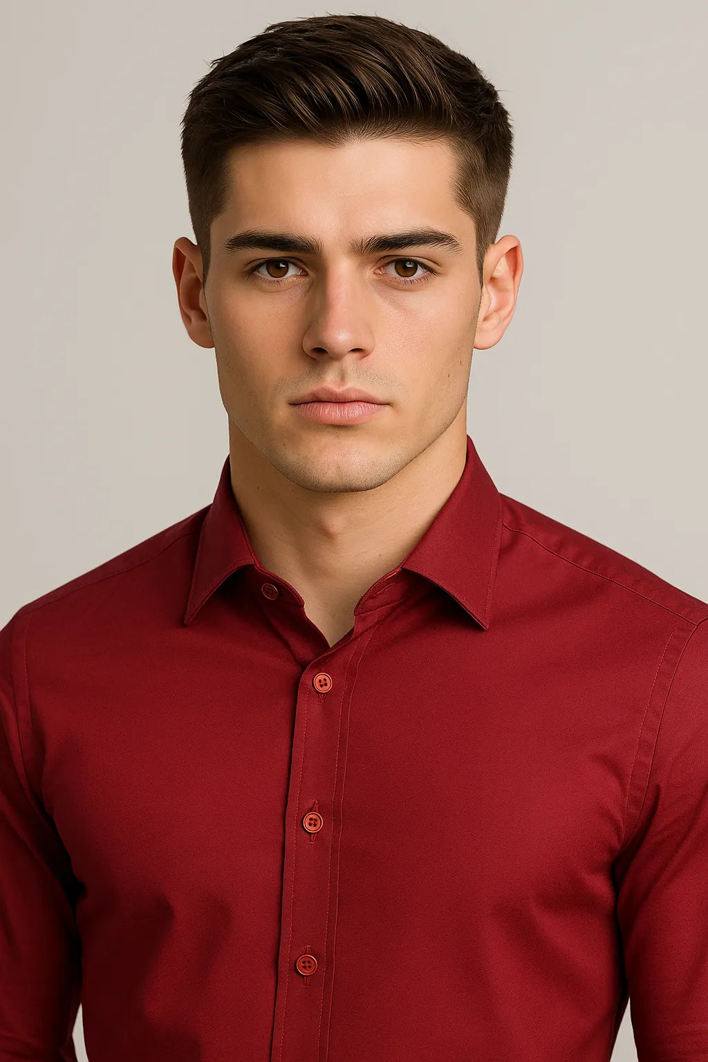 Camisa Social Slim Lisa em Poliéster e Algodão Premium