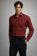 Camisa Social Slim Lisa em Poliéster e Algodão Premium