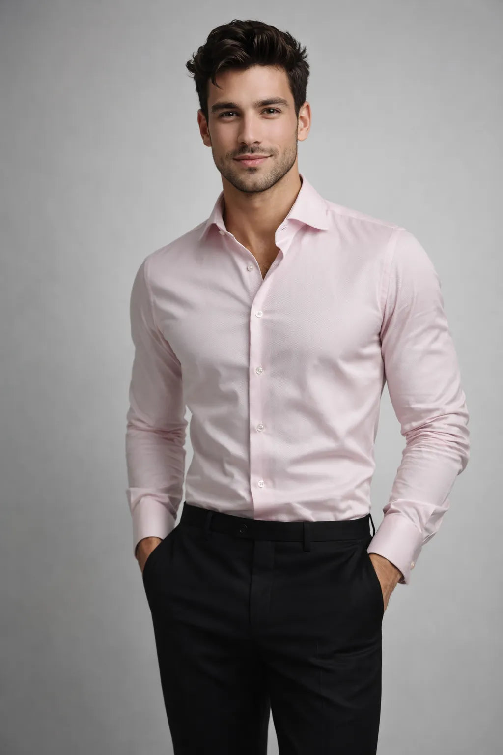 Camisa Social Slim Rosa Premium