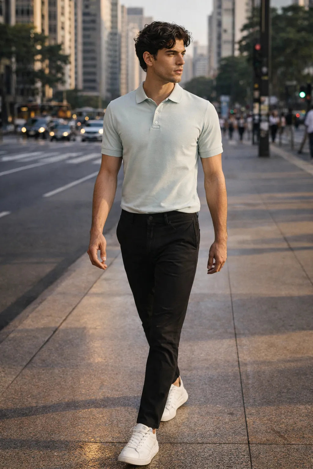 Camisa Polo Slim Algodão Piquet com Elastano