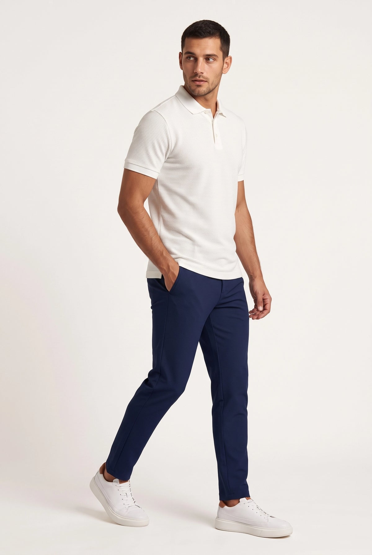Camisa Polo Masculina Malha Veneza Texturizada