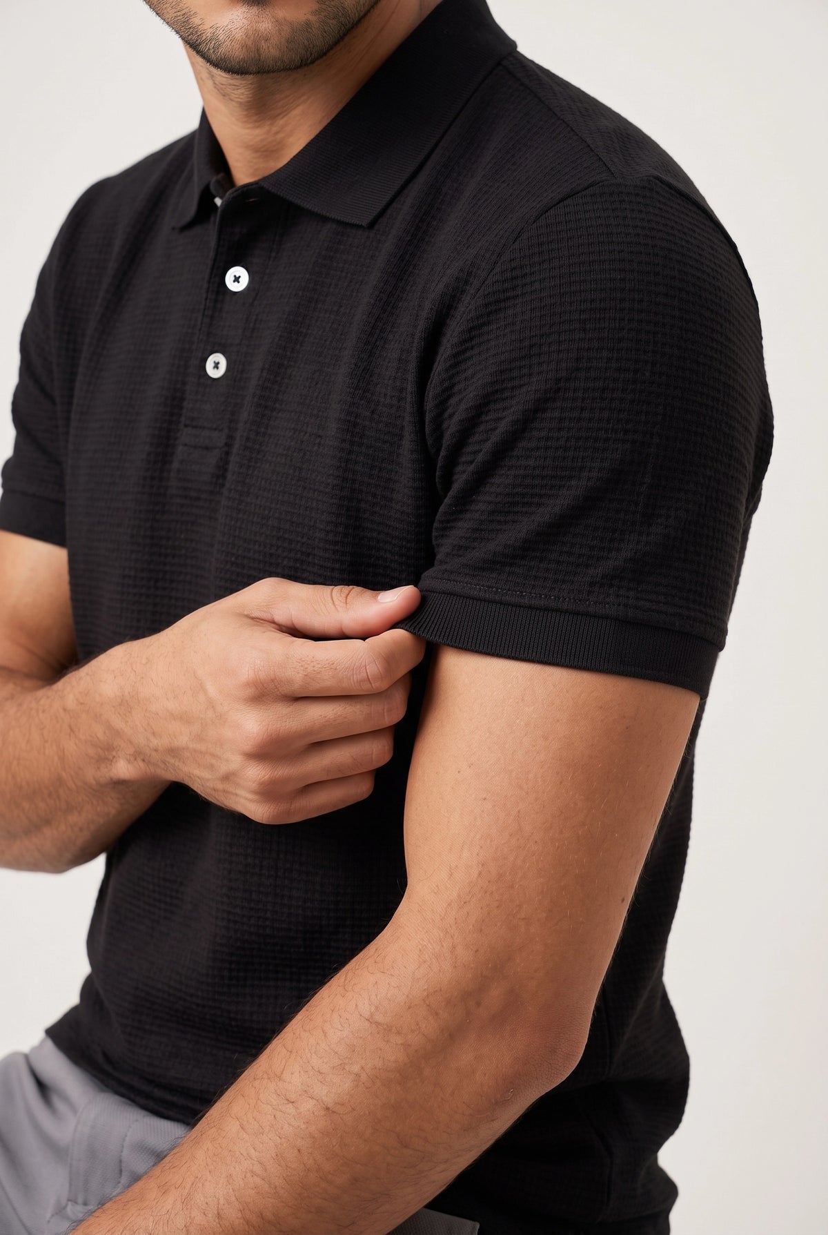Camisa Polo Masculina Malha Veneza Texturizada