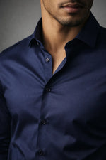 Camisa Social Slim Azul Marinho com Elastano