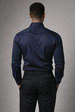 Camisa Social Slim Azul Marinho com Elastano