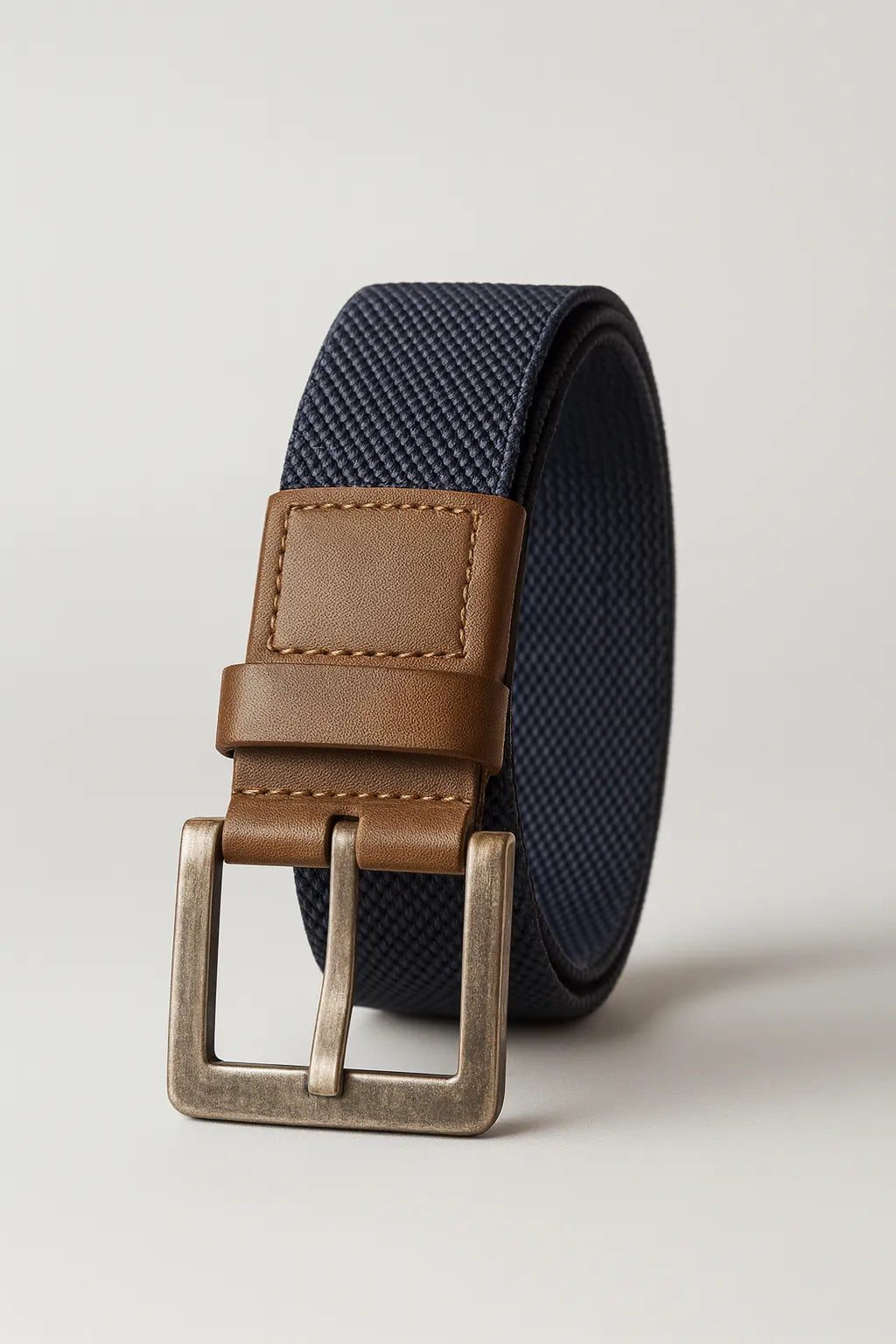 Cinto Masculino em Couro e Elastano com Fivela Metálica Premium