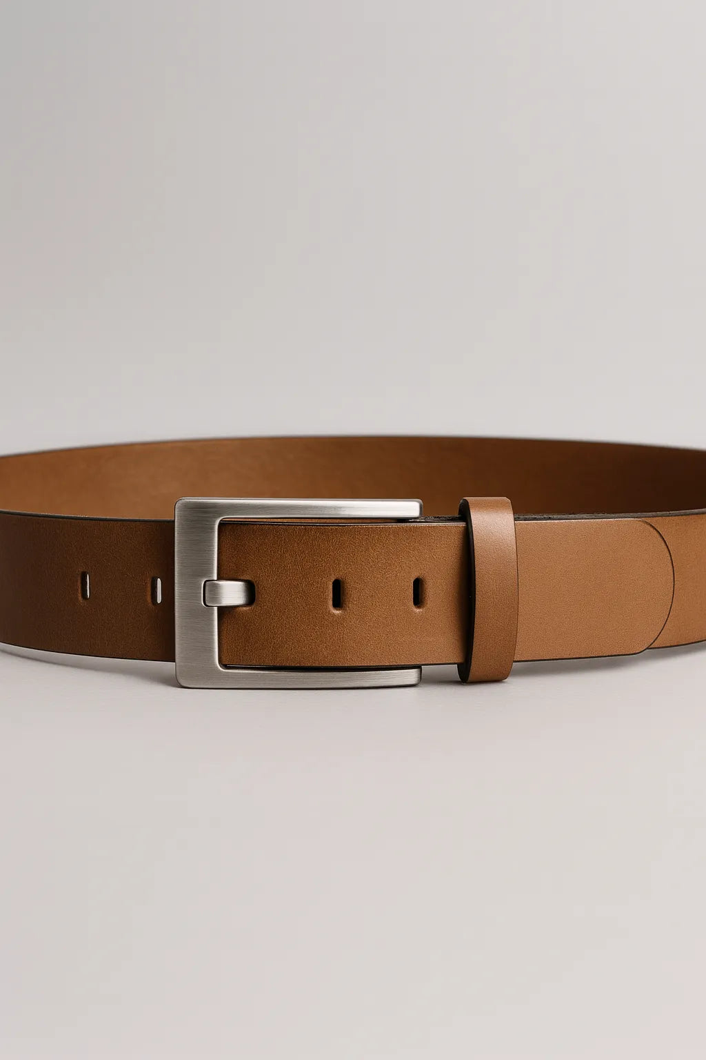 Cinto Social Masculino em Couro Legítimo com Fivela Ônix Escovada