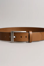 Cinto Social Masculino em Couro Legítimo com Fivela Ônix Escovada