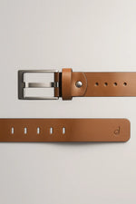 Cinto Social Masculino em Couro Legítimo com Fivela Ônix Escovada