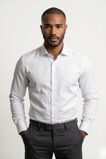 Camisa Social Masculina Algodão Fio 80 Texturizada