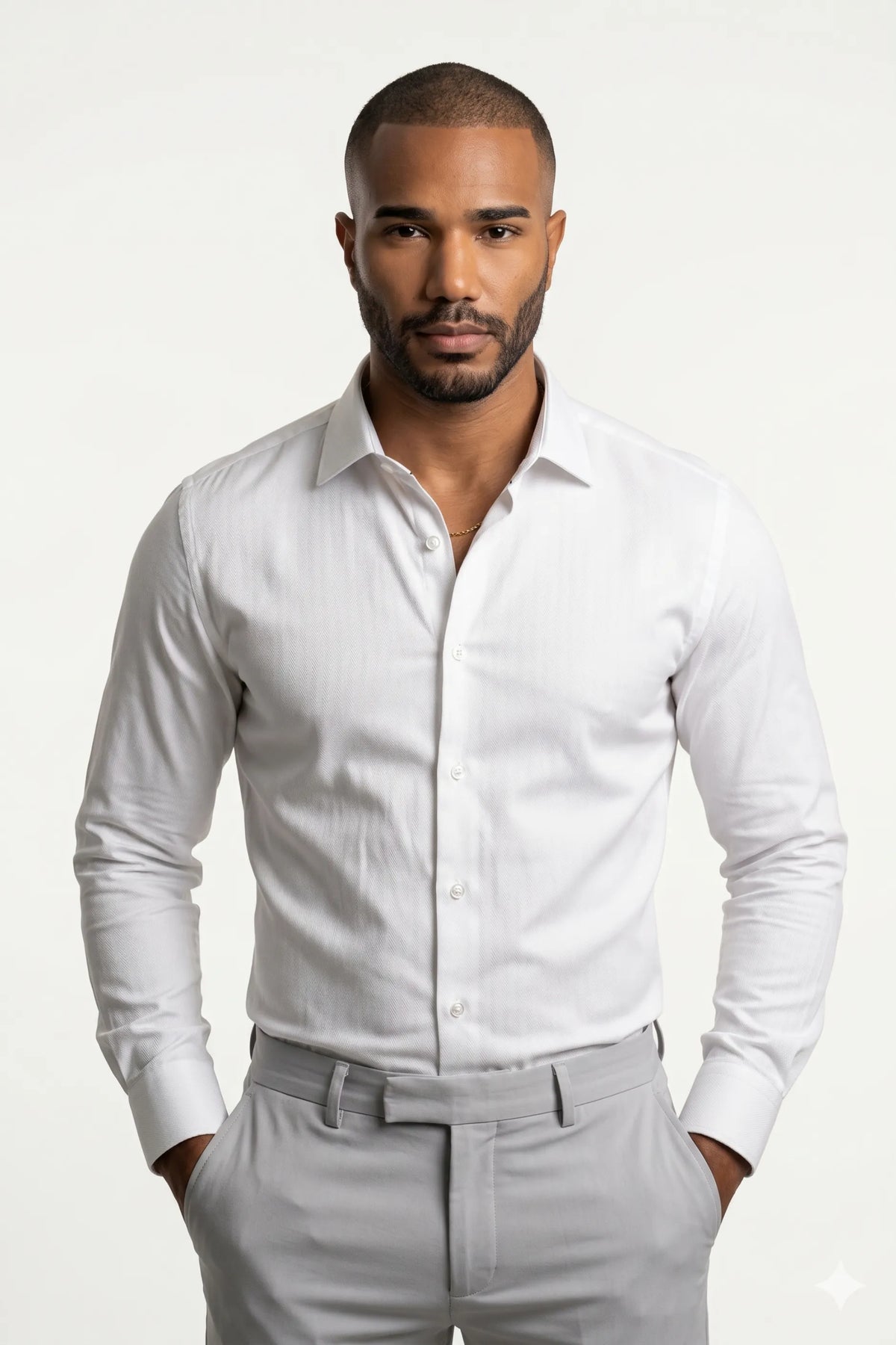Camisa Social Masculina Algodão Fio 80 Texturizada