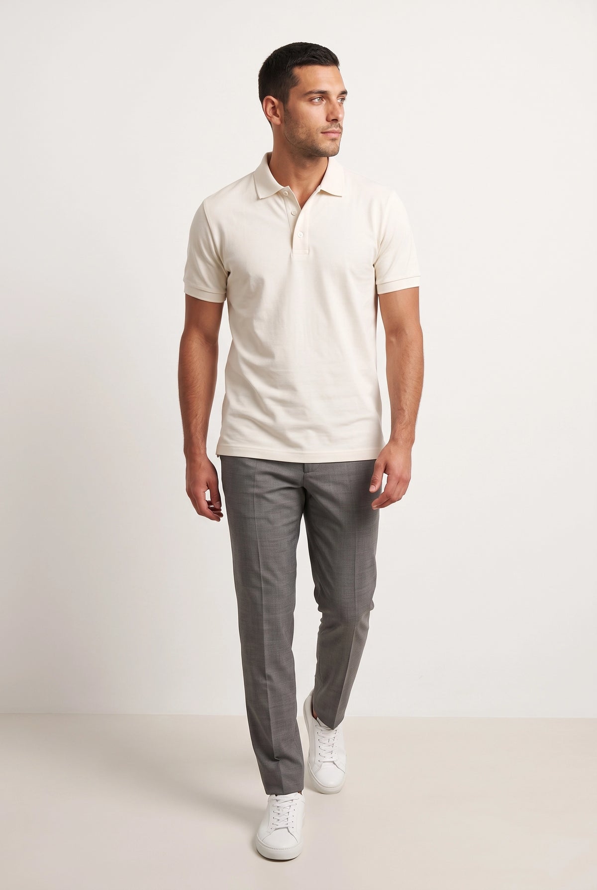 Camisa Polo Masculina Slim em Algodão com Elastano
