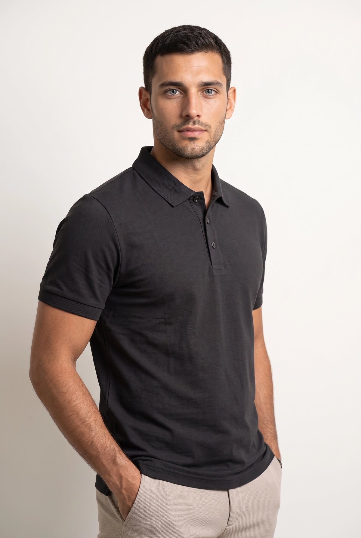 Camisa Polo Masculina Slim em Algodão com Elastano