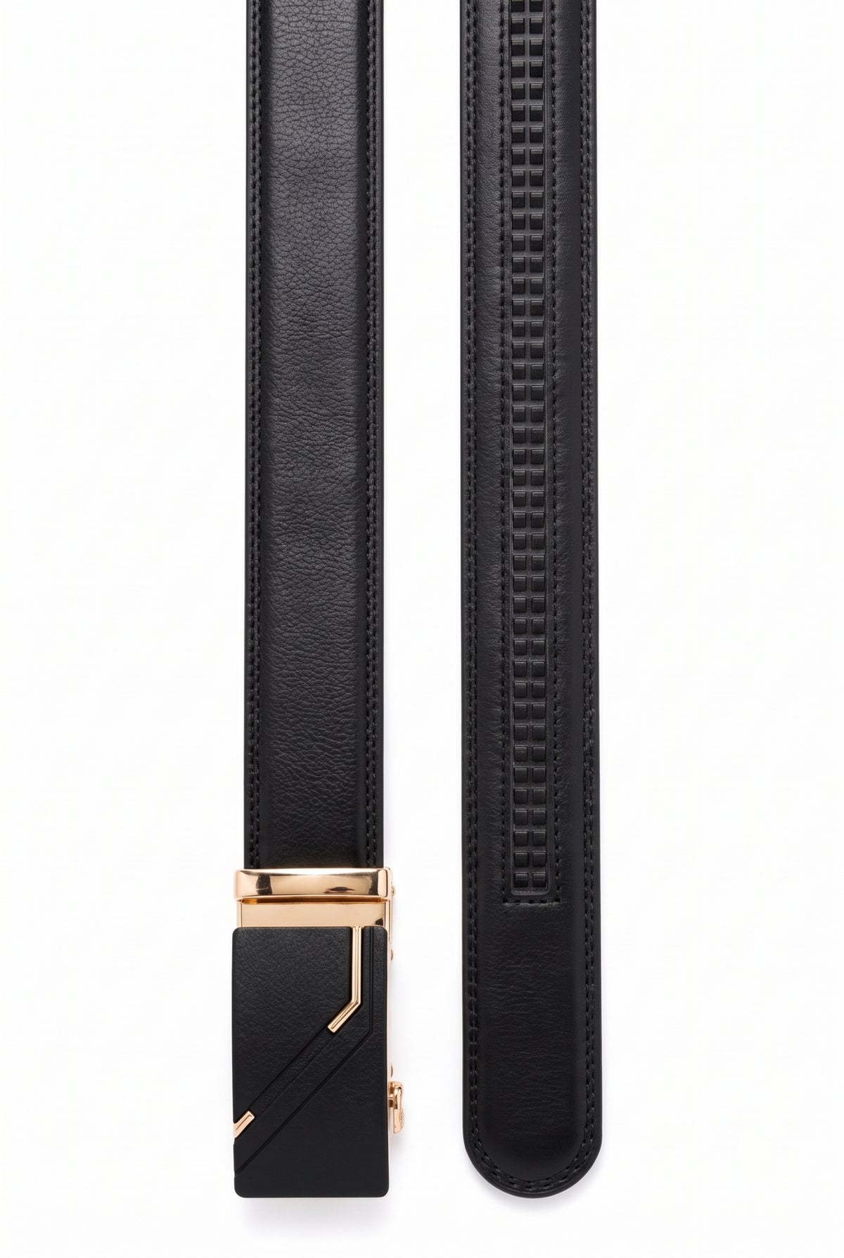 Cinto Masculino Social Fivela Automática Preto com Dourado