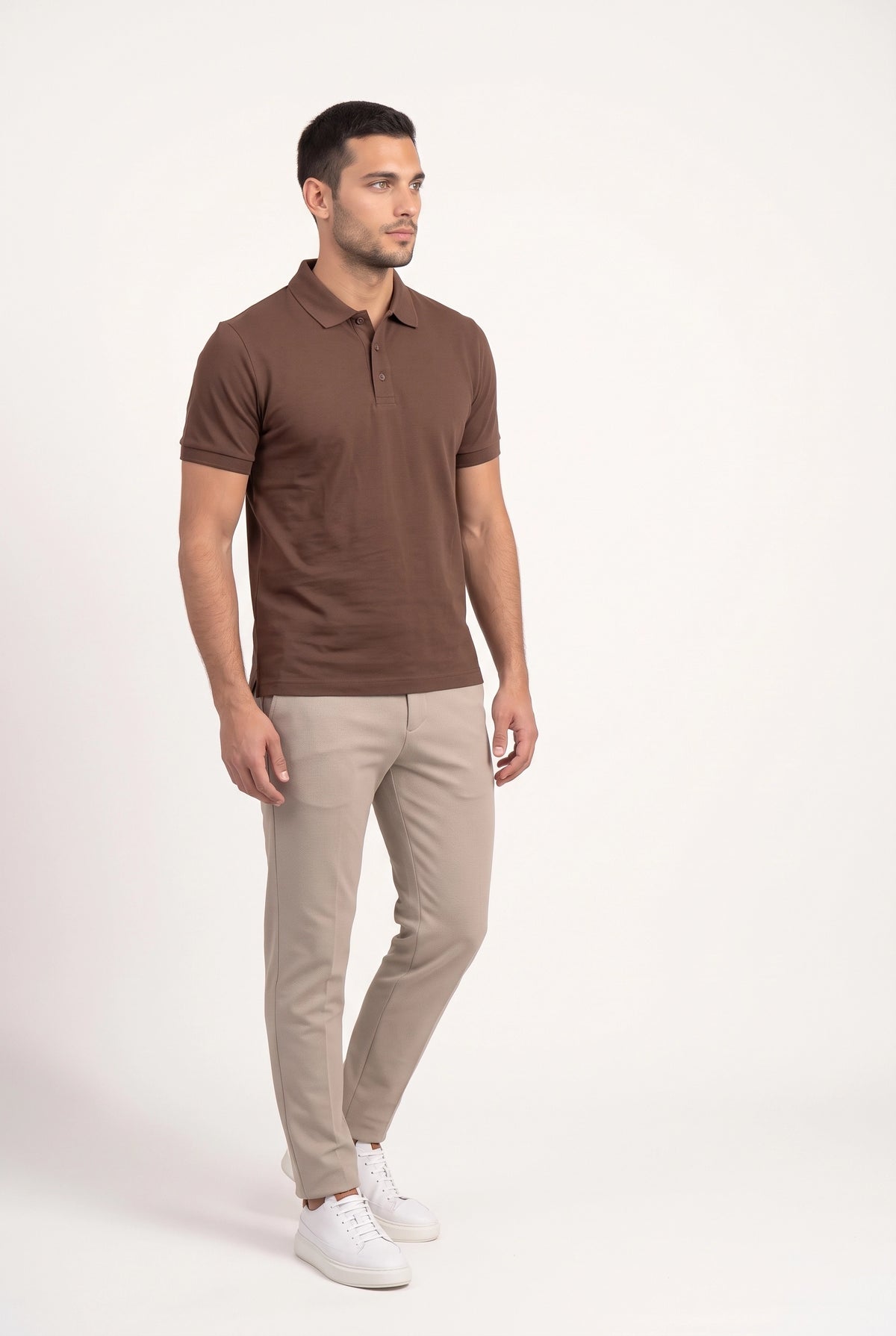 Camisa Polo Masculina Slim em Algodão com Elastano