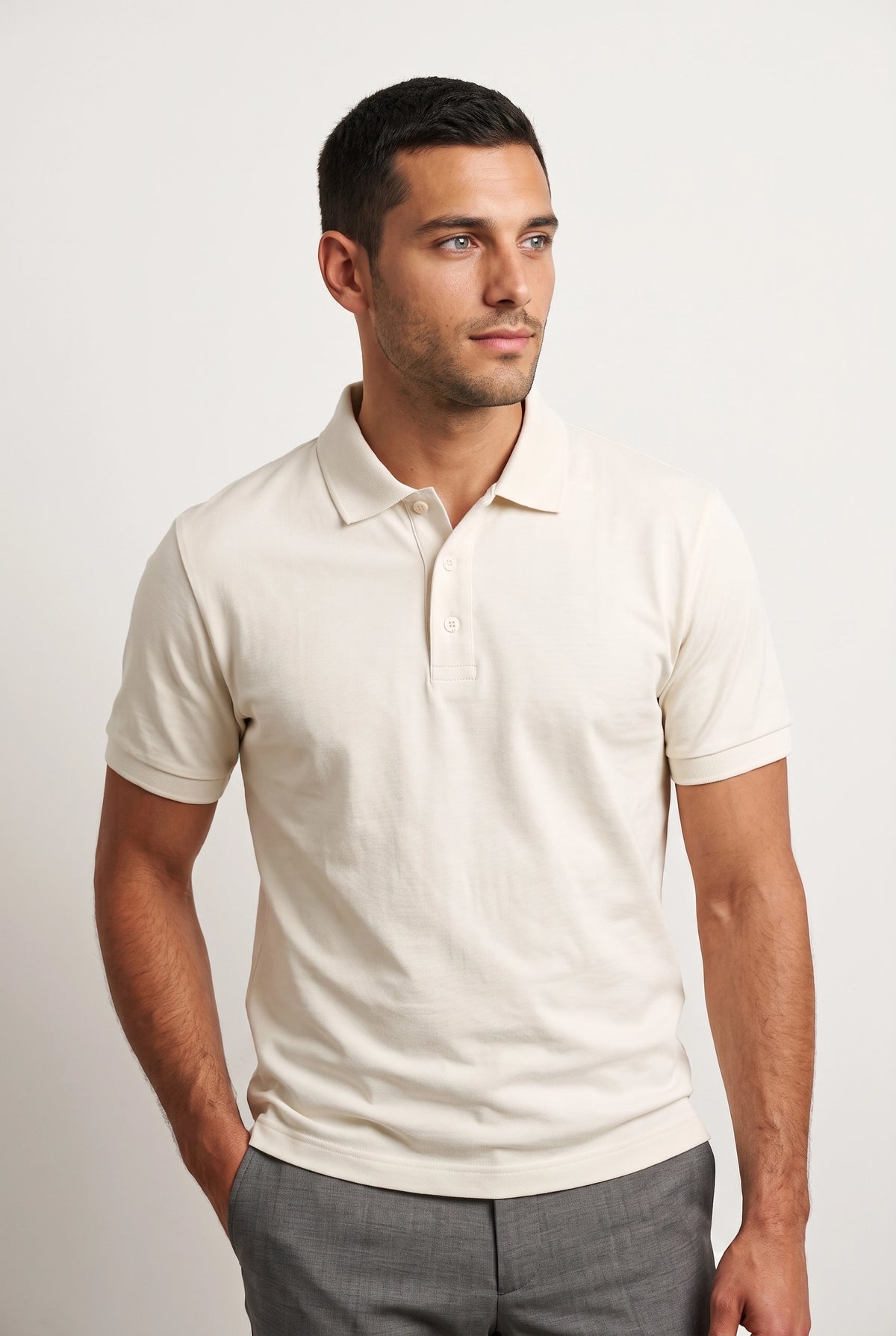 Camisa Polo Masculina Slim em Algodão com Elastano