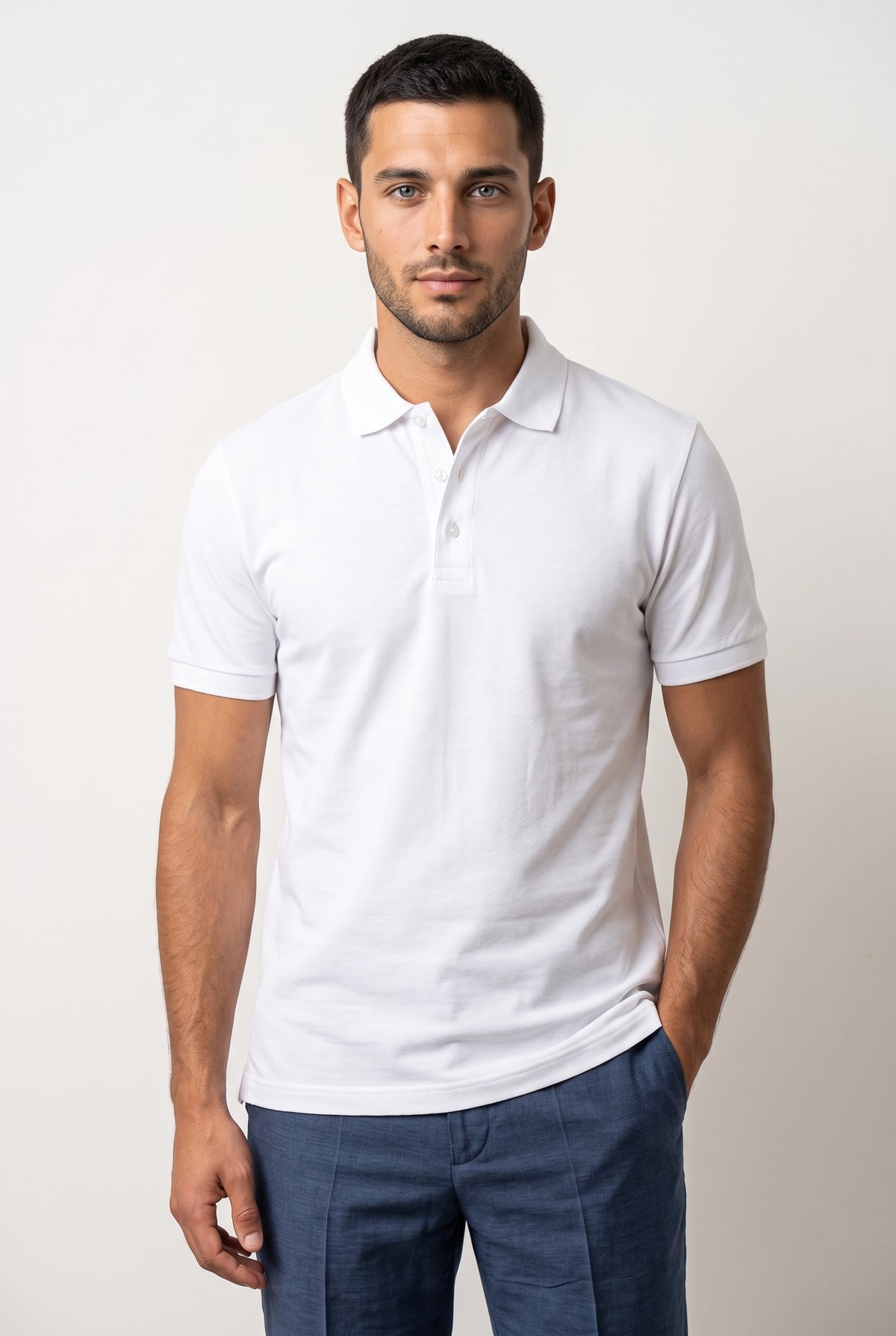 Camisa Polo Masculina Slim em Algodão com Elastano