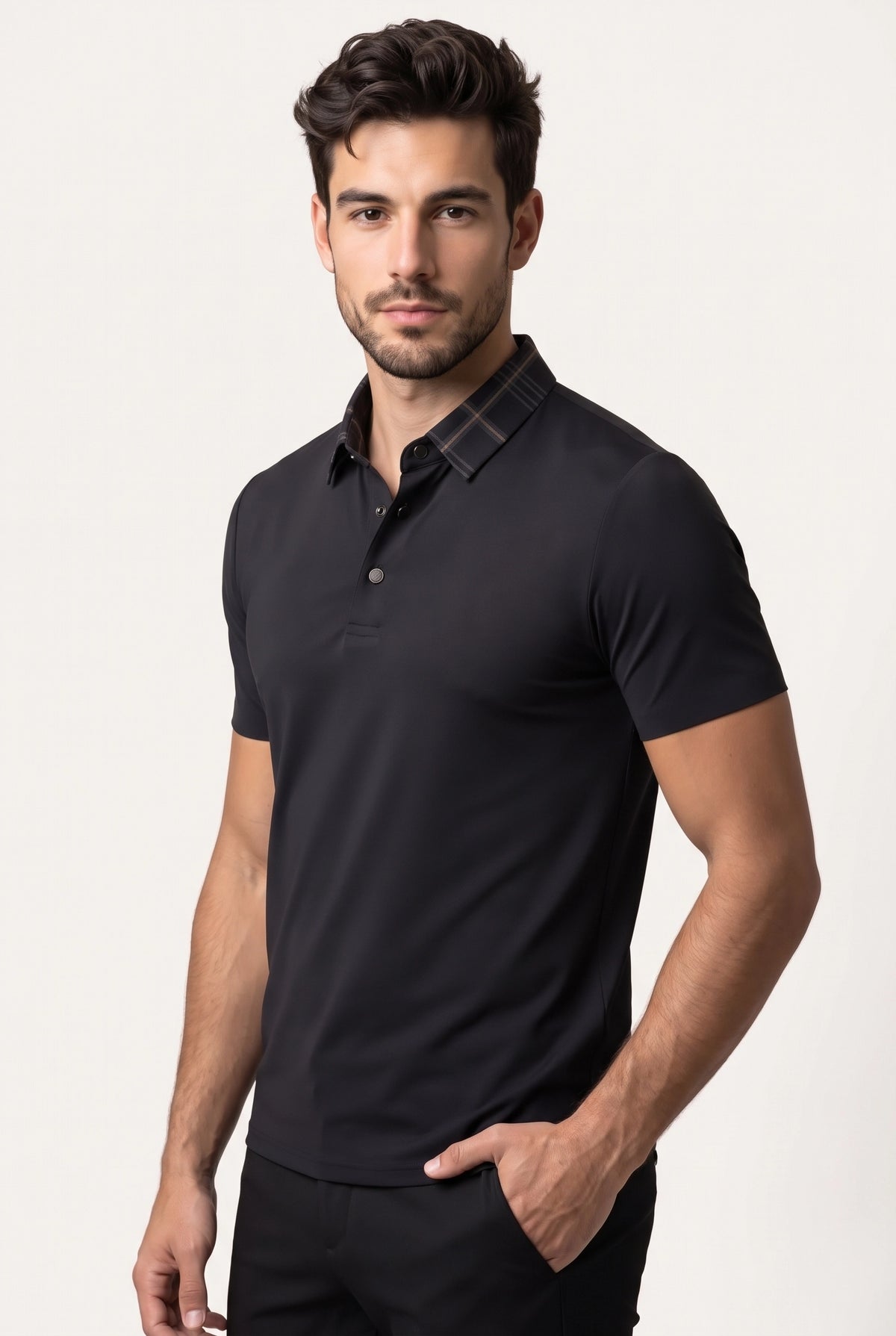 Camisa Polo Masculina Tech Slim Gola Xadrez com Elastano