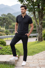 Camisa Polo Masculina Tech Slim Gola Xadrez com Elastano