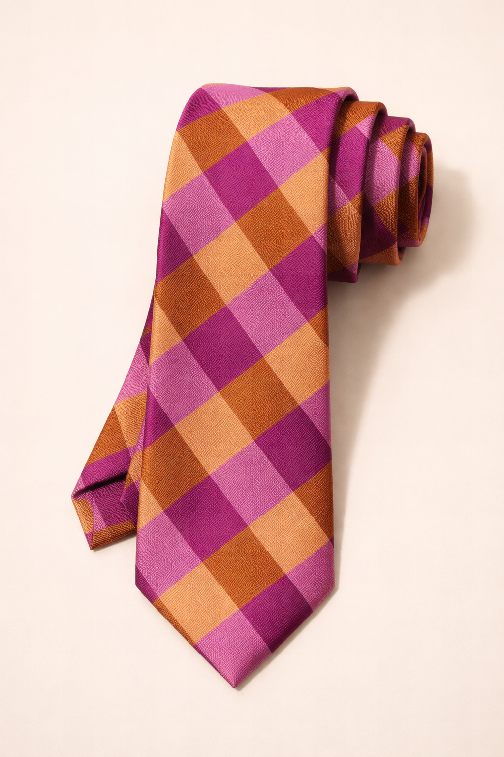 Gravata Masculina Gold Semi Slim Xadrez