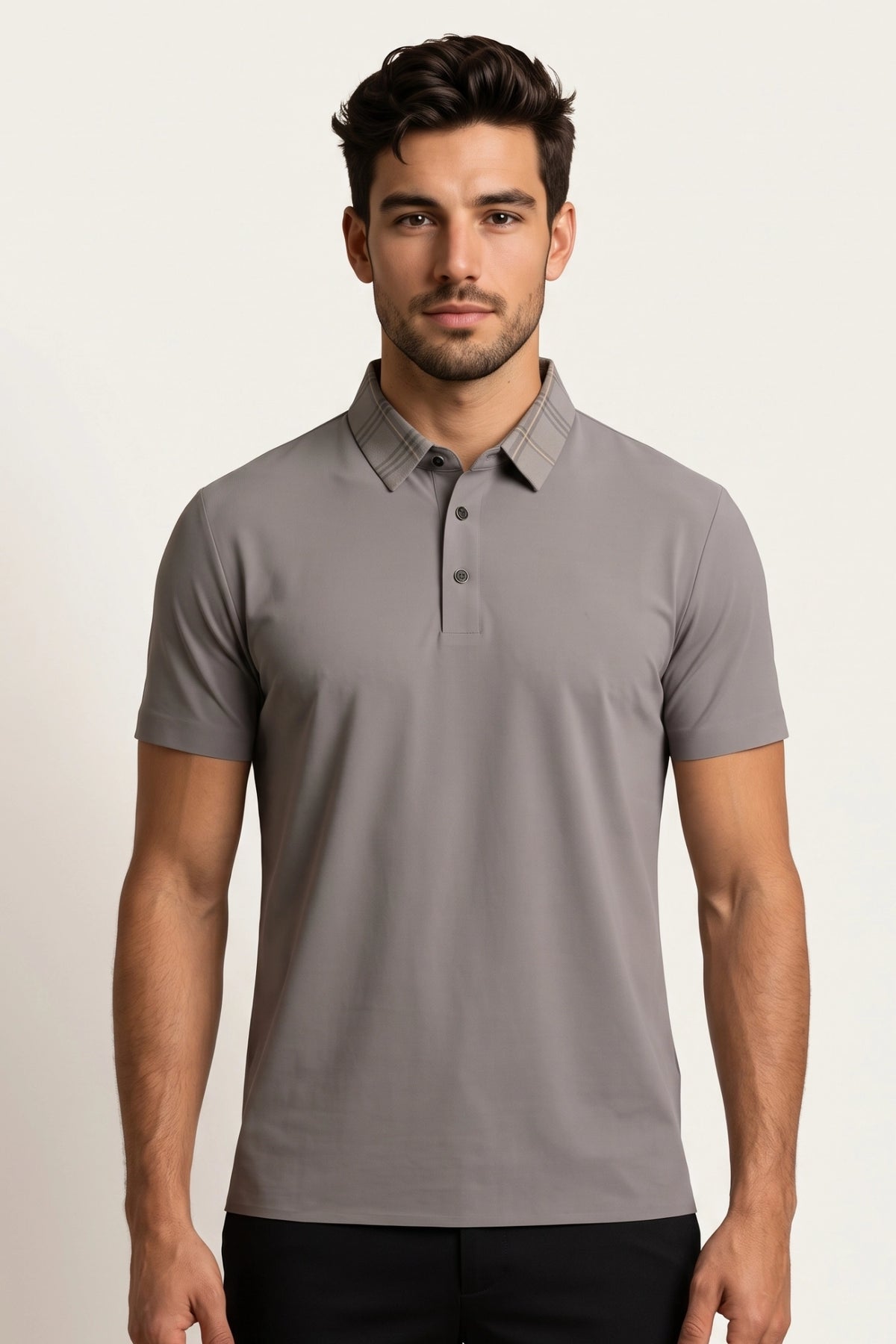 Camisa Polo Masculina Tech Slim Gola Xadrez com Elastano