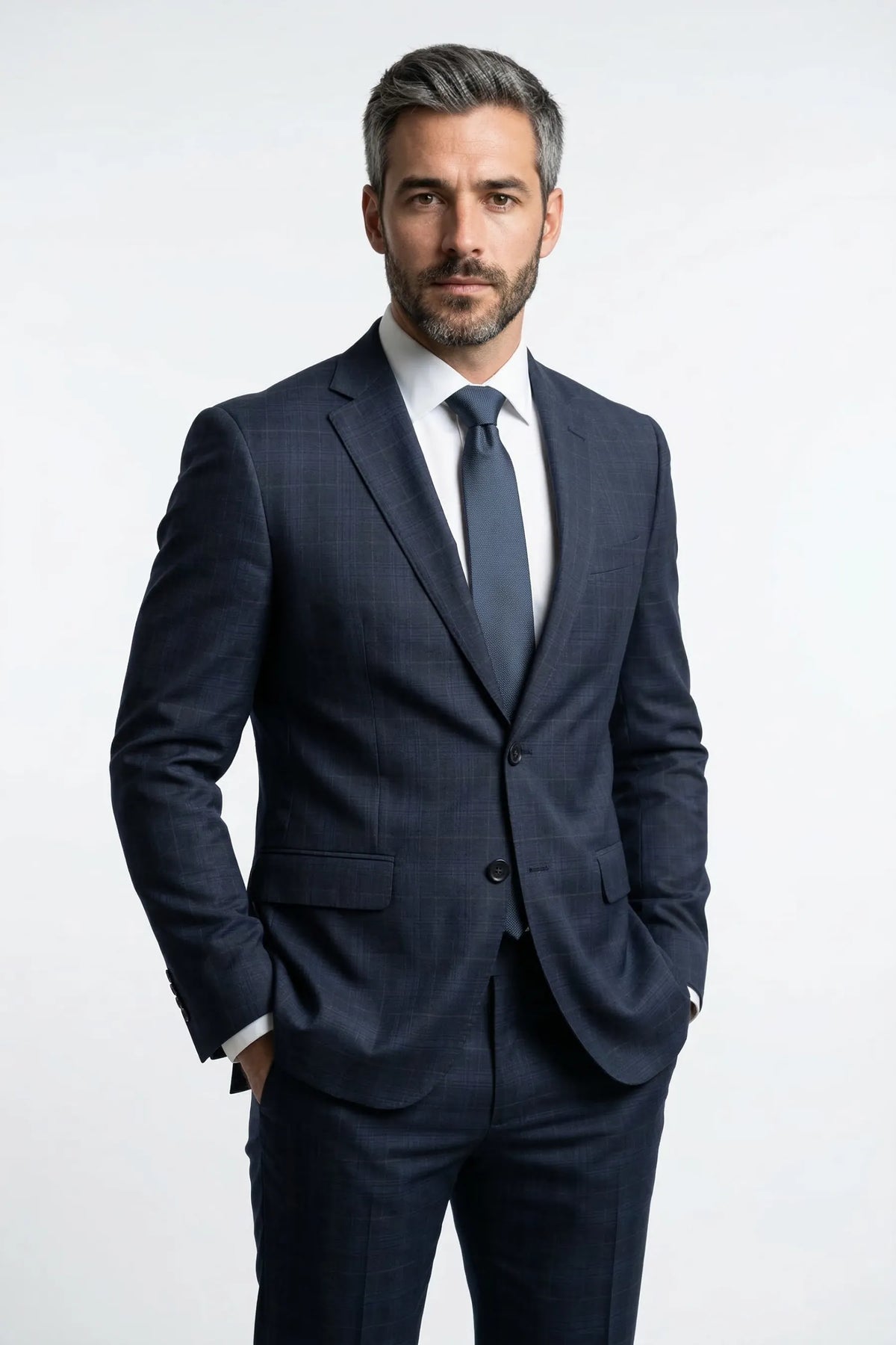 Terno Masculino Poliviscose Azul Marinho Xadrez