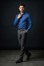 Camisa Social Slim Azul Royal Acetinado