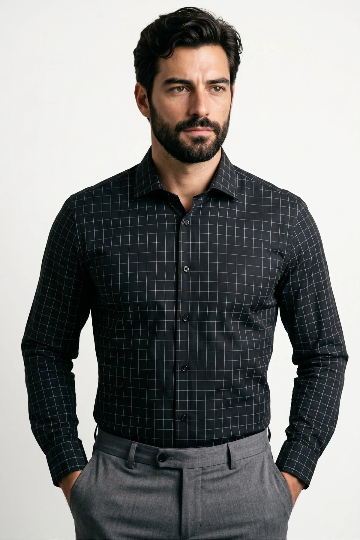 Camisa Social Masculina Xadrez Tradicional Grid