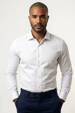 Camisa Social Masculina Algodão Fio 80 Texturizada