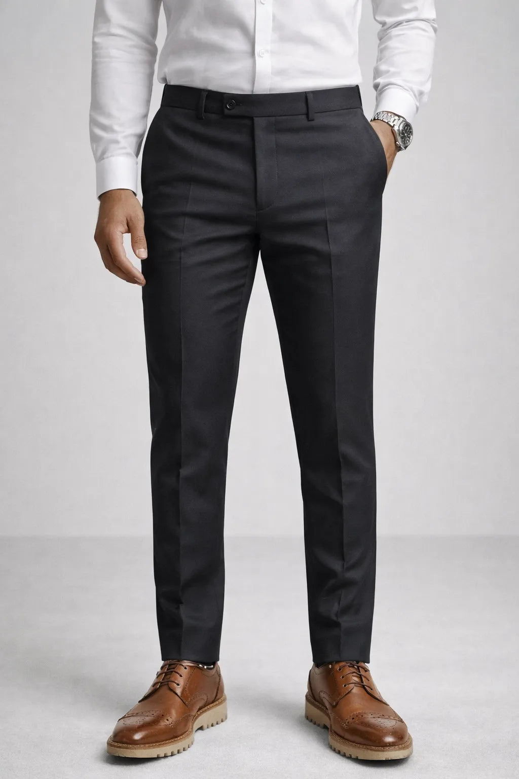 Calça Social Masculina em Poliéster com Elastano