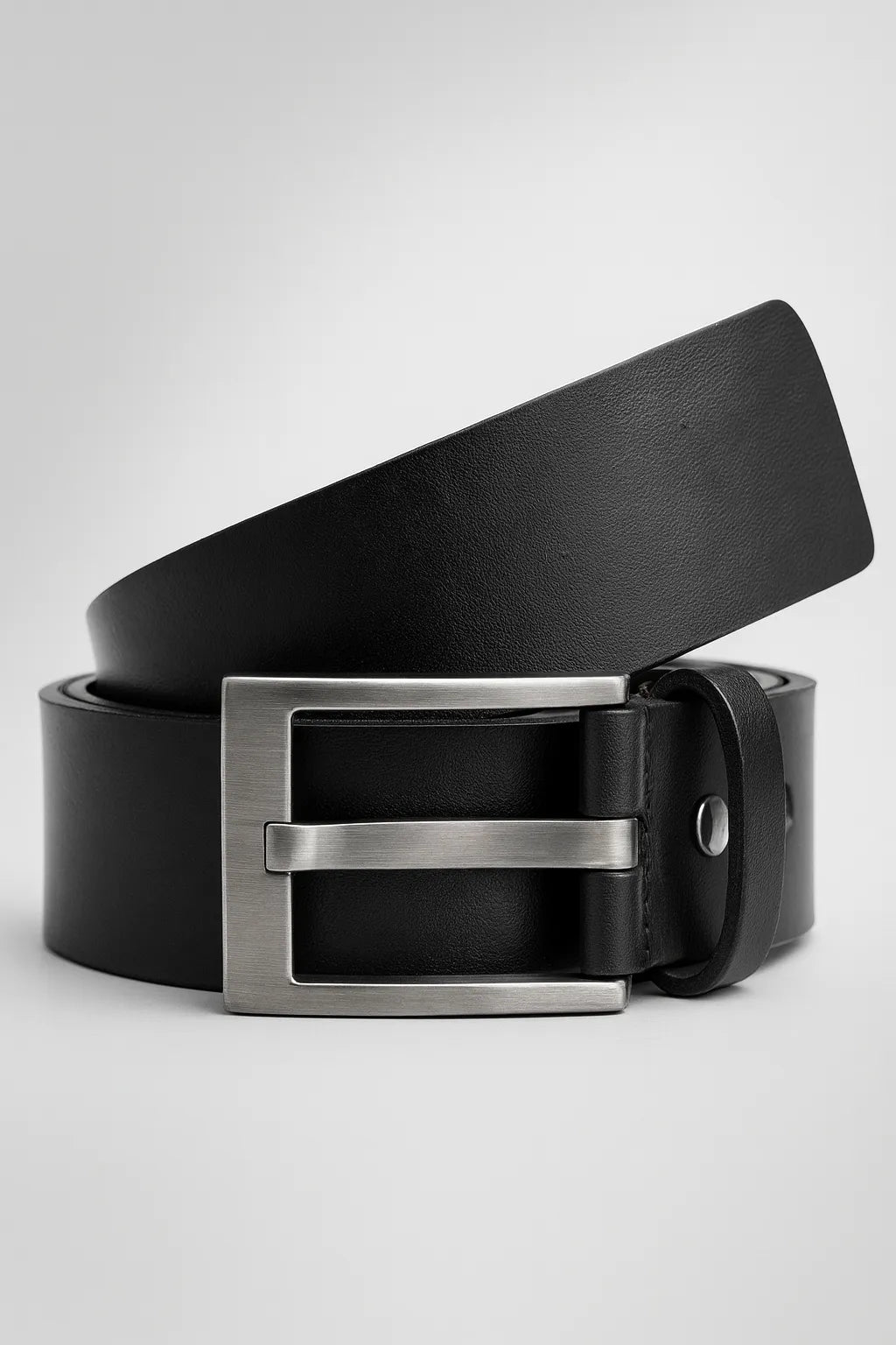 Cinto Social Masculino em Couro Legítimo com Fivela Ônix Escovada