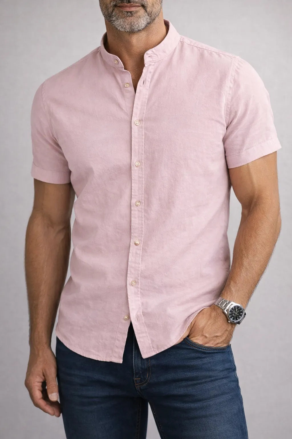 Camisa Sarja Estonada com Gola Padre MC