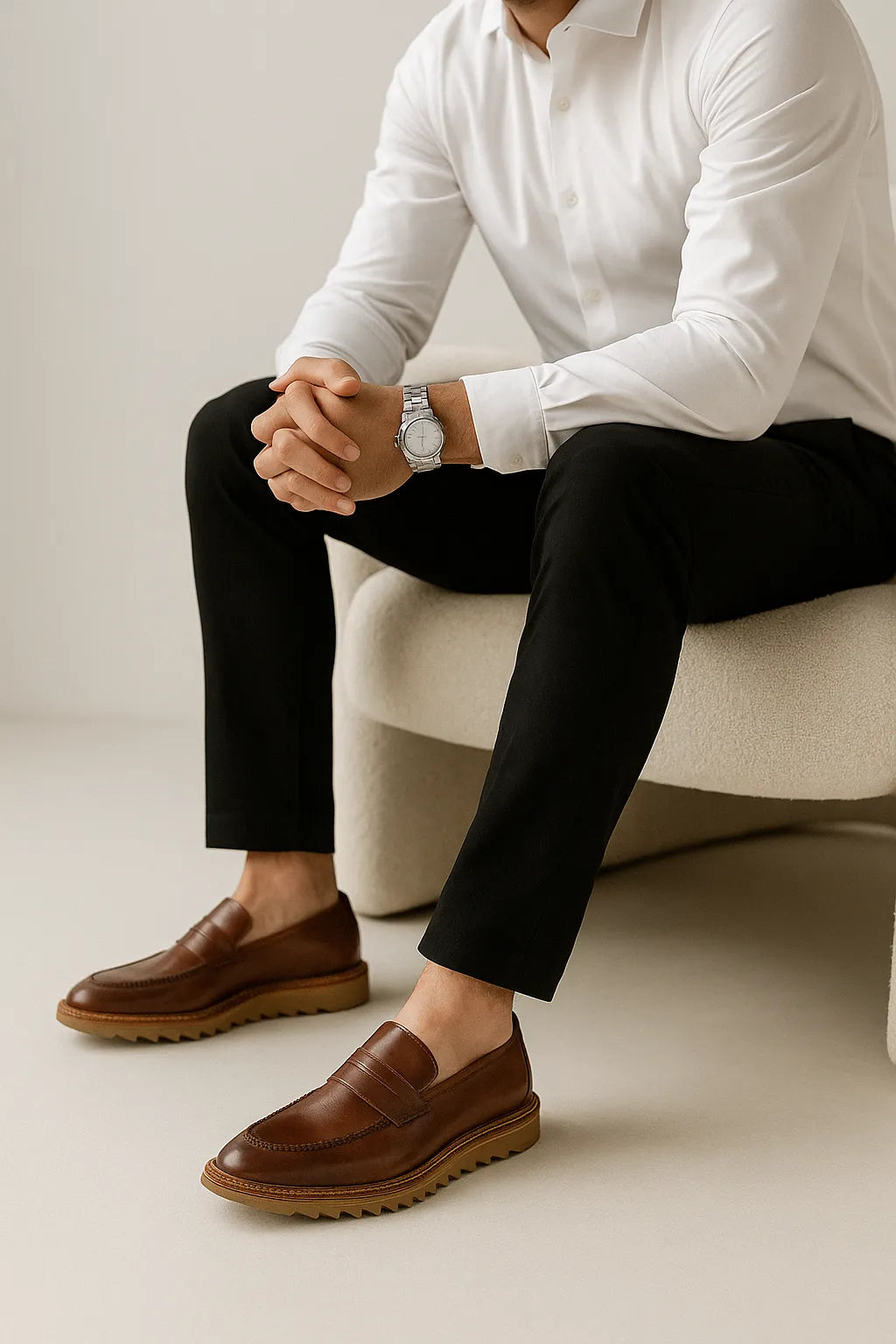 Sapato Social Loafer Tratorado Savelli em Couro Legítimo