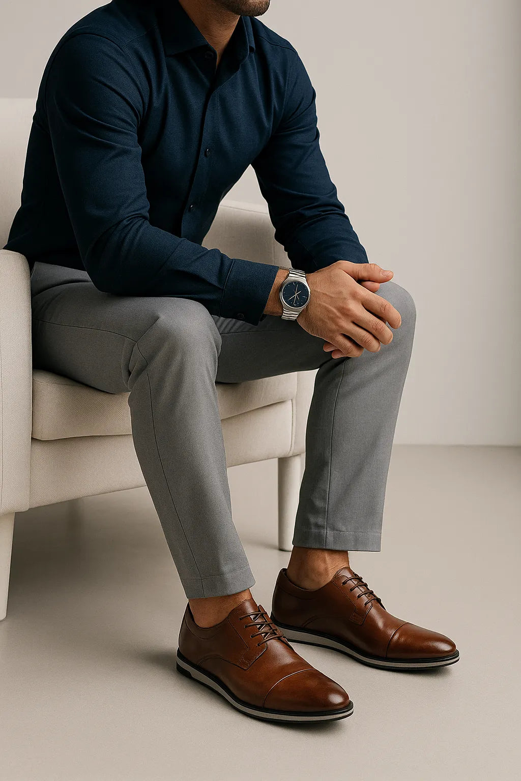 Sapato Social Derby Casual Ravello em Couro Legítimo