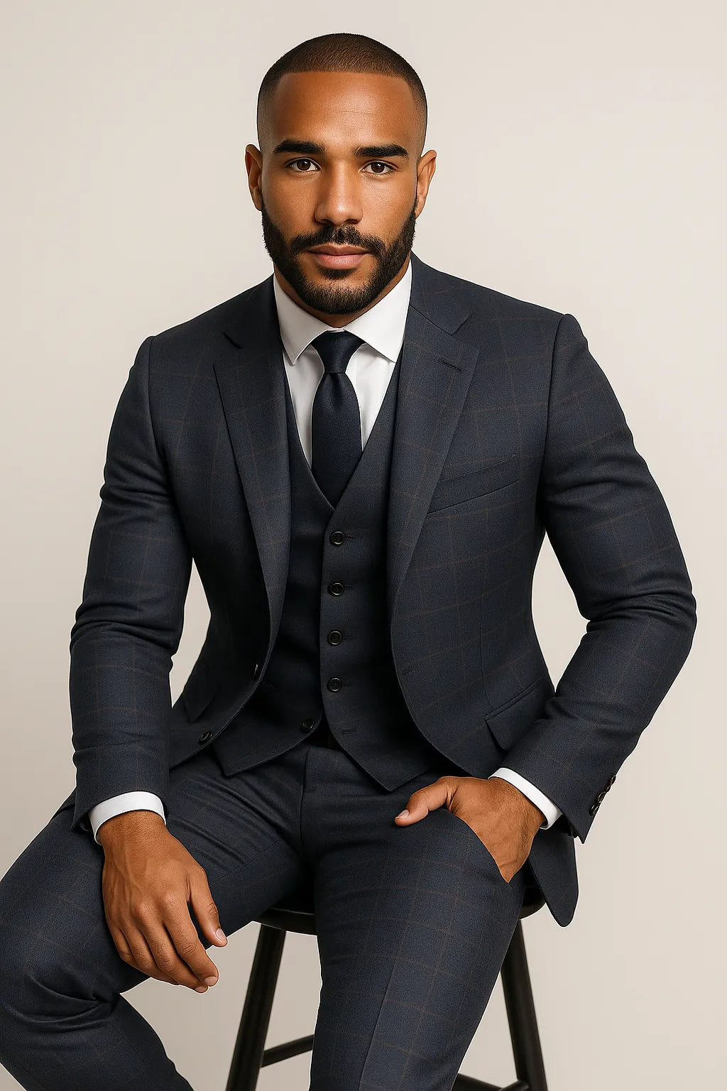 Terno Masculino Grafite Príncipe de Gales Semi Slim