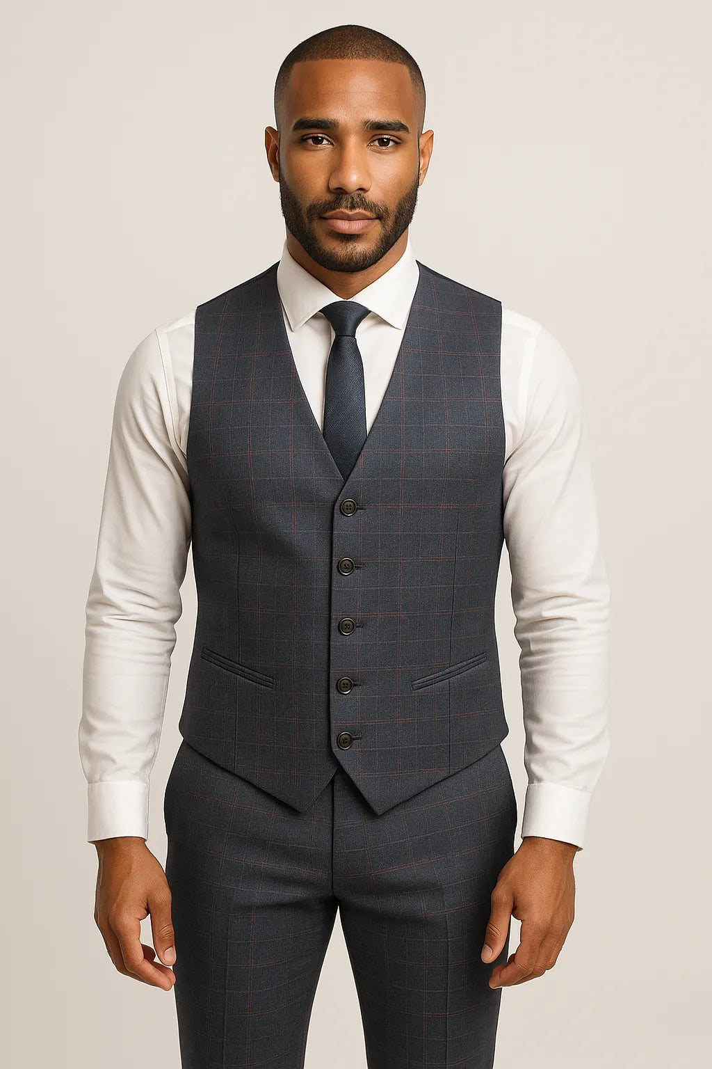 Terno Masculino Grafite Príncipe de Gales Semi Slim