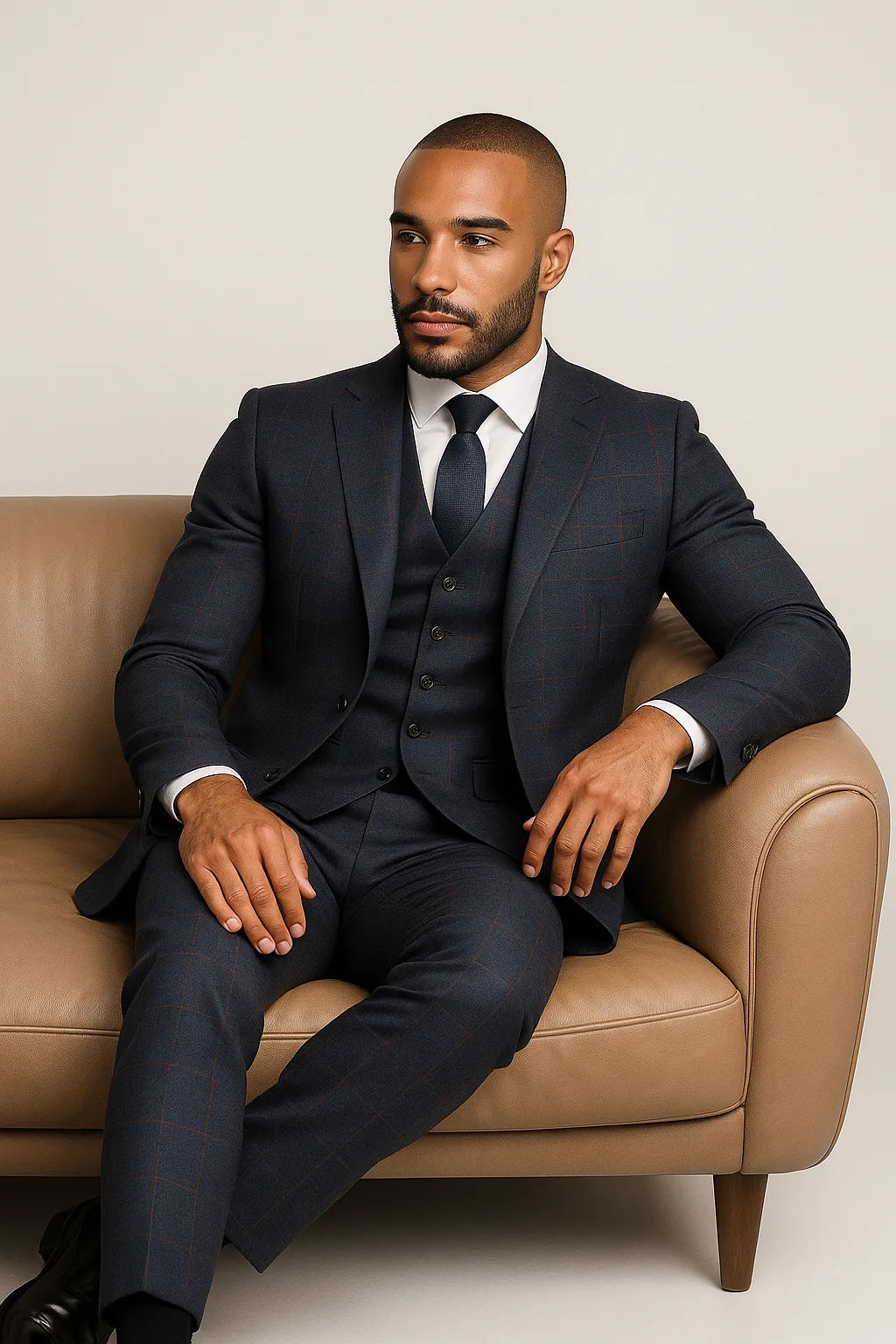 Terno Masculino Grafite Príncipe de Gales Semi Slim