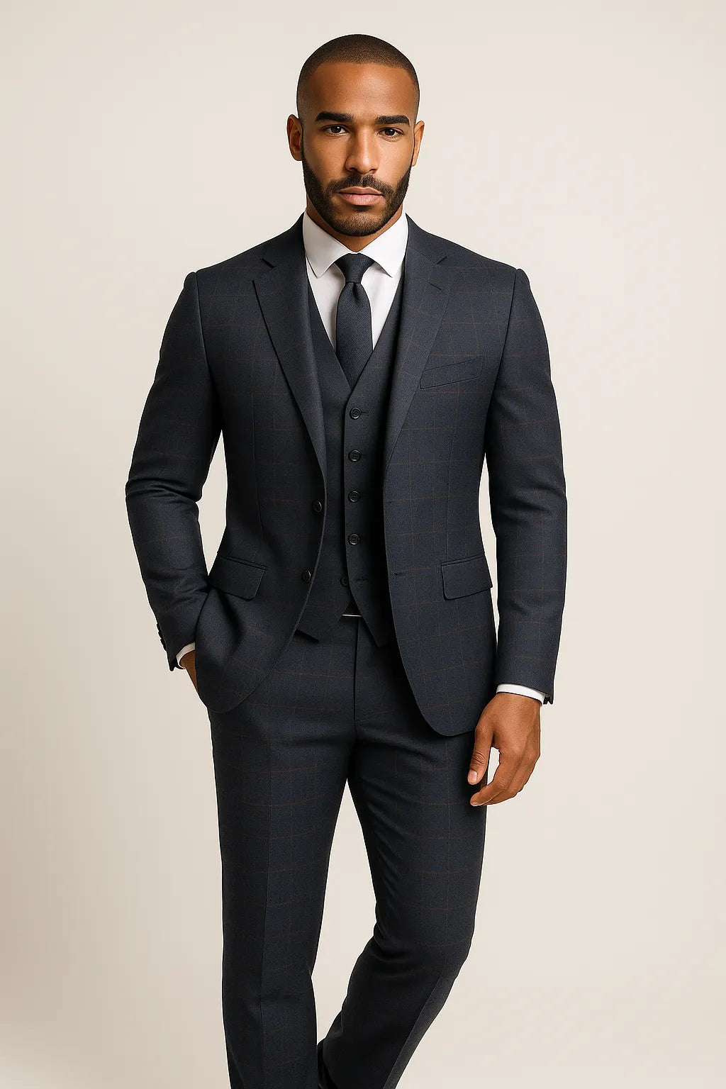 Terno Masculino Grafite Príncipe de Gales Semi Slim