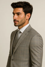 Terno Masculino Grigio Príncipe de Gales Semi Slim