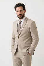 Terno Masculino Melange Semi Slim Areia